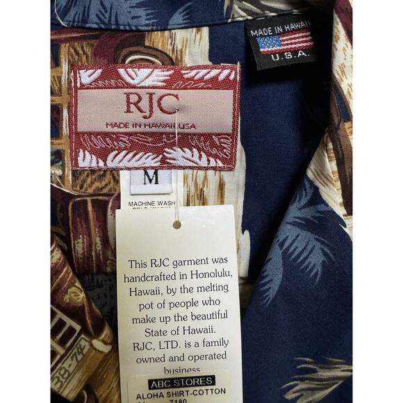 RJC Short Sleeve Men’s Hawaiian Tropical Resort Surf Auto Button Up Shirt M - Picture 3 of 11